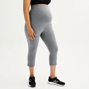 Tek Gear Womens Plus 1x Gray Maternity Ultrastretch High Rise Capri Leggings